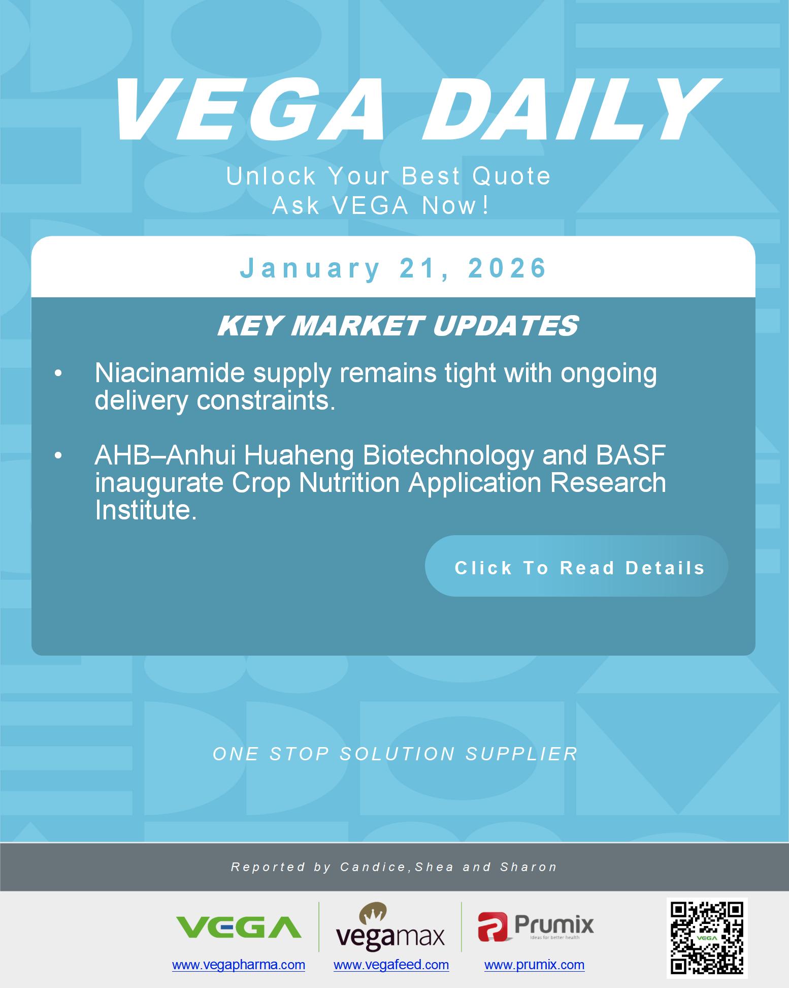VEGA Daily Dated on January 21st 2026 Vitamin Amino Acid APl Food Additives.jpg